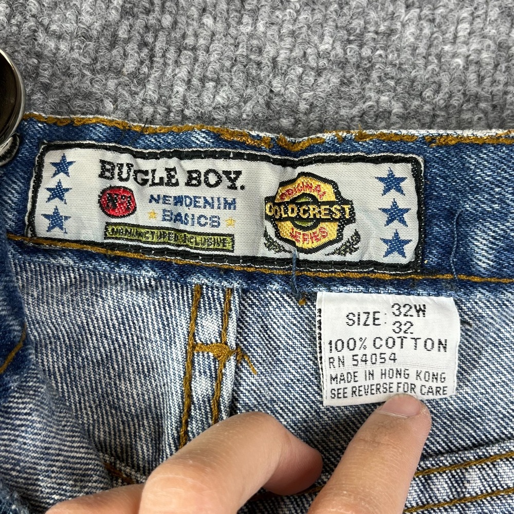 Vintage Bugle Boy Gold Crest Jeans Mens Blue Denim Taper Fit Classic Y2K - 30X30 - Picture 10 of 14